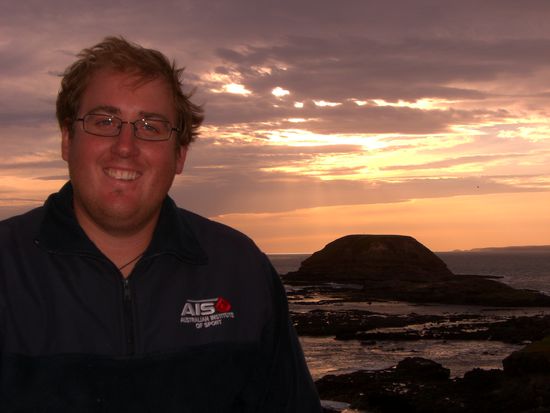 Ich beim Sonnenuntergang.