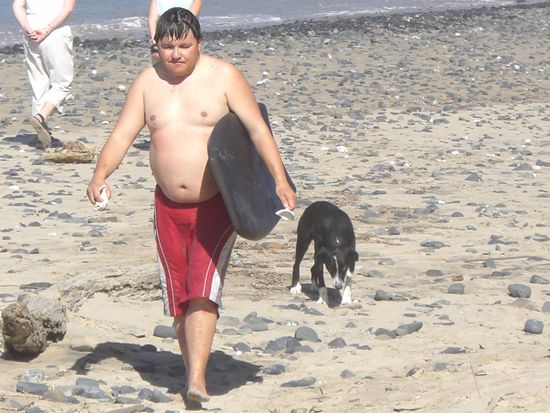 Ossi beim Body Boarden