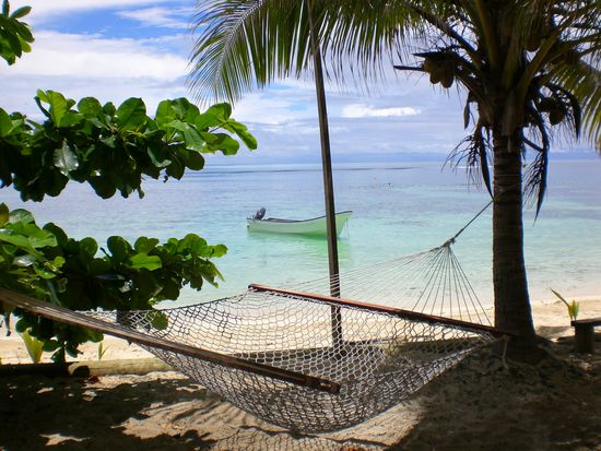 Haengematte direkt vor meinem Cottage.