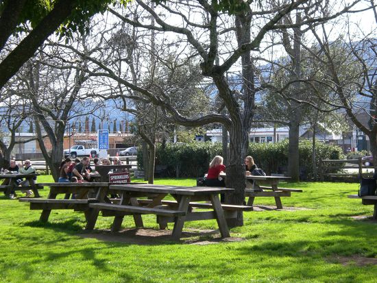 Gemuetliche Anlage zum Wein kosten.