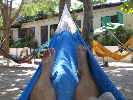 In der Haengematte vor der Abfahrt nach Piste.