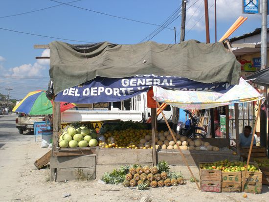 Fruechtestand auf dem Weg zur Hoehle.