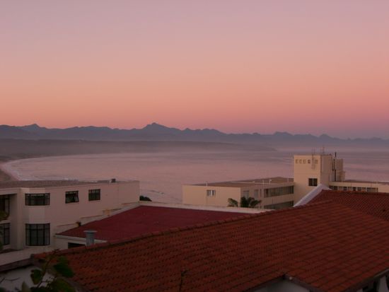 Aussicht vom Balkon am Abend.