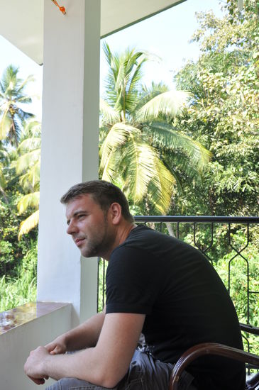 René auf unserem Balkon...