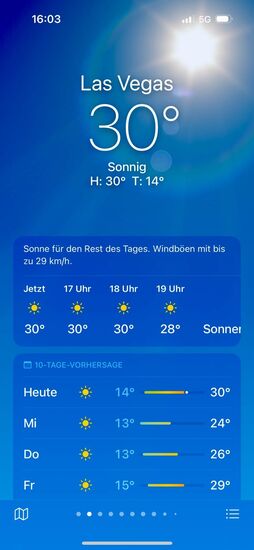 Hier erwarten uns Sonne und 30 Grad…