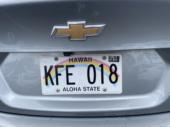 Kennzeichen unseres Mietwagens-wir haben diesmal einen „Malibu“ 