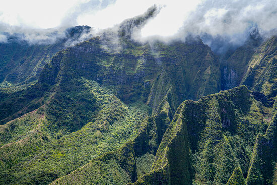 Es regnet immer mal wieder und er fliegt unter den dunklen Wolken