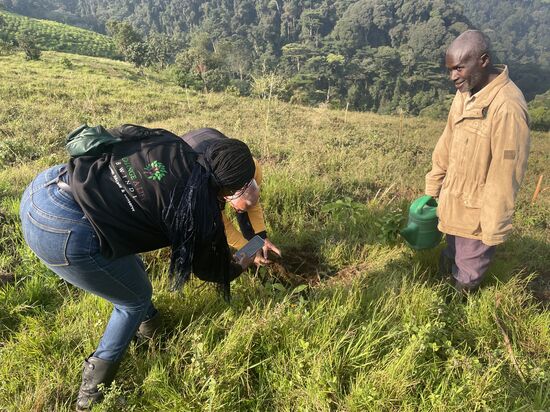 Eine weitere Aufgabe steht uns noch bevor: das Öko-Projekt der Lodge sieht vor, dass jeder Gast vor der Abreise einen Baum pflanzt...