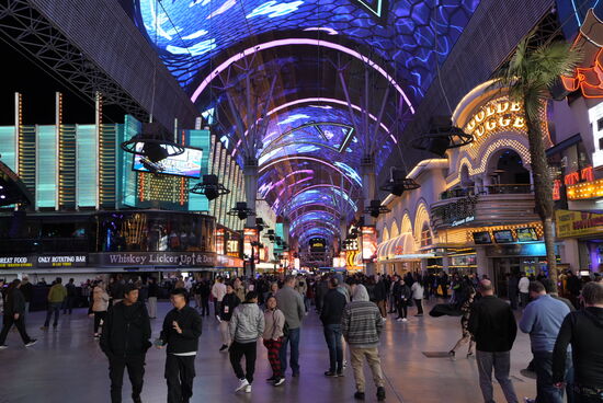 Ständig wechselnde Lichtshows auf der riesigen Hallendecke…
