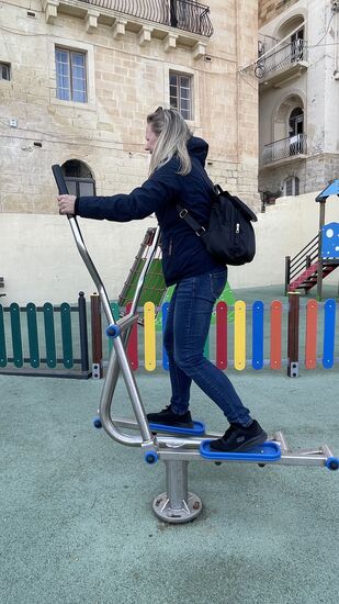 Vor dem Päuschen werden mal die öffentlichen Fitnessgeräte getestet 