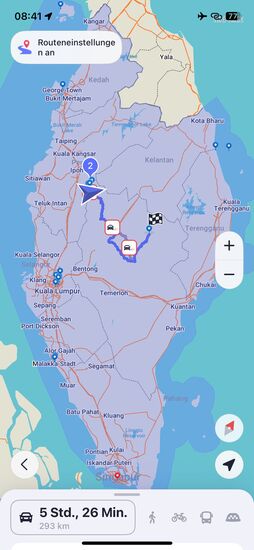 Unsere heutige Tour: eigentlich nur 293km—aber das letzte Stück wird sich wieder zäh hinziehen