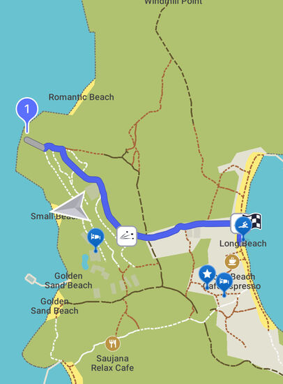 Dazu müssen wir erstmal wieder den beschwerlichen Weg quer durch das unwegsame Gelände zur anderen Seite der Insel zum belebten Longbeachmachen