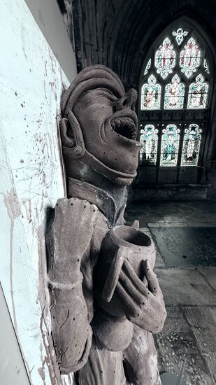 Eine groteske Steinfigur—ein schönes Fotomotiv