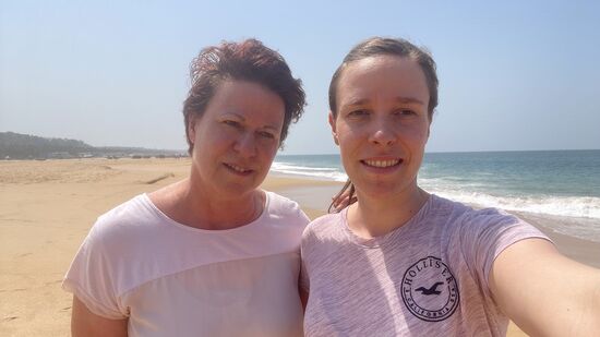 Thalia und ich mal kurz am Beach 