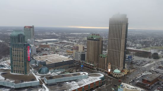 Blick vom Tower auf unser Hotel und das Casino