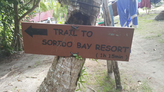 Man kann den Landweg über den Berg durch den Dschungel gehen, aber wir nehmen den Weg am Strand um das Kap drumher