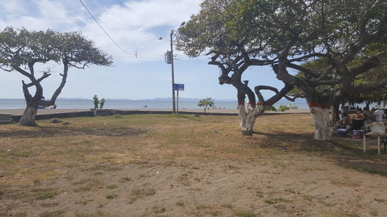 Da Wochenende ist, sind viele Familien hier, die am Strand picknicken und spielen