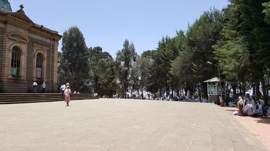 Hunderte von Menschen liegen hier unter den Bäumen und haben sich hier häuslich eingerichtet.