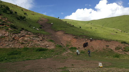 Hier sind wir nun bei der 2 Familie. Sie lebt am Fluß und scheint noch jünger zu sein als das erste Paar.
Ringsum—am anderen Ufer befinden sich weitere Zelte mit Familien—insgesamt ca 4-5