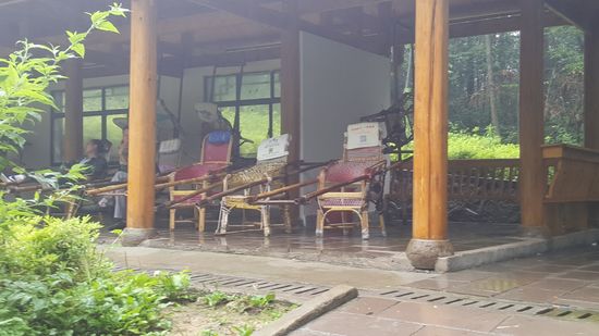 Es gibt sogar Sänften mit Trägern. Aber wir haben nur einen einzigen gesehen, der das genutzt hat..