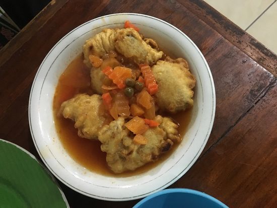 ....gebackener Fisch, naja...bestellt lieber ohne Panade...der angebotene Fisch ist immer frisch und Panade somit unnütz