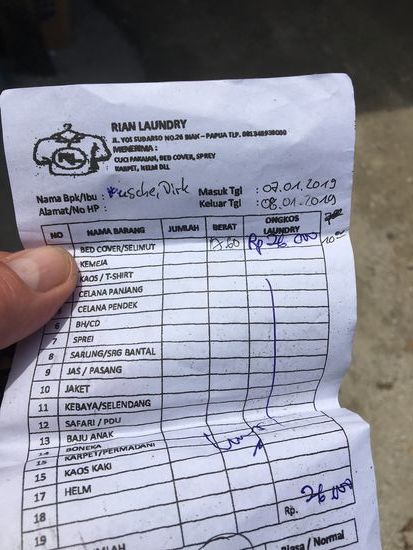 Wäsche wird nach kg berechnet.