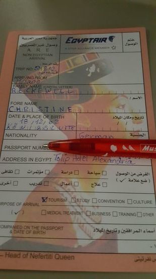 Dieses Formular müssen wir schon im Flieger ausfüllen, für die Einreise.