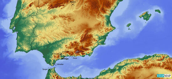 Zur Orientierung habe ich hier mal einen Kartenausschnitt von Spanien mit Malaga und Umgebung: Wir planen "Nerja" zu besuchen und die "Caminito del Rey"