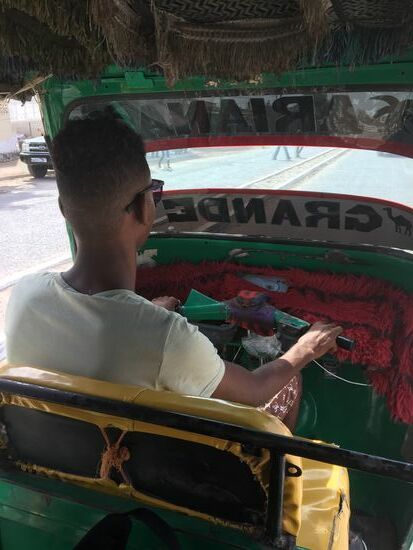 Gegen 10 Uhr bezahlen wir und verlassen das “Le Golfe” Richtung Hafen.
Wieder leisten wir uns ein Tuktuk—für 100 DjF pro Person (ca 50 Cent)
Jeder Fahrer gestaltet sein Fahrzeug nach eigenem Geschmack—meist mit viel Plüsch...