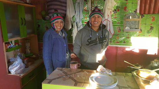 Das sind Fernando und Marina—immer mit Mütze und mindestens 3 Schichten Kleidung.