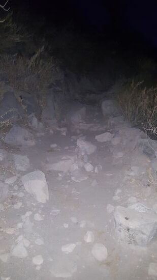 ...und steinig! Die anderen legen ein strammes Tempo vor und ich liege schon wieder bald hinten dran. Obwohl Thalia wieder meinen Rucksack schleppt