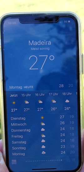 Es ist sehr warm hier—daheim sind es gerade 12 Grad