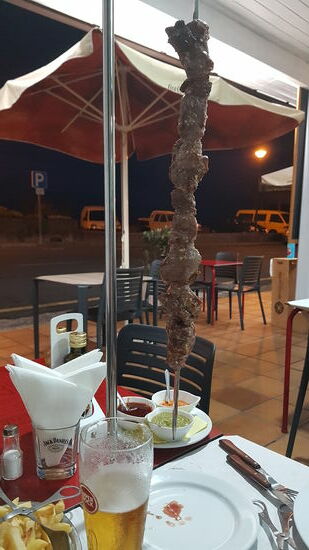 Und ich wieder den Fleischspieß