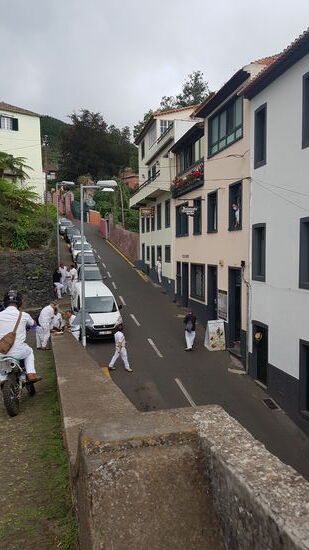 Die Fahrer—oder Lenker, sind an der schneeweißen Kleidung zu erkennen.