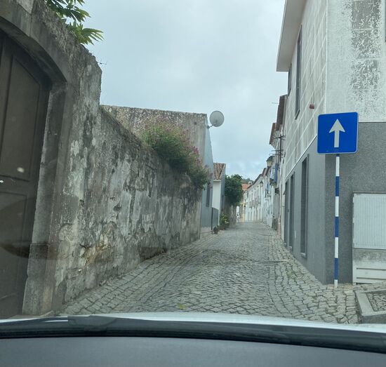 Wir fahren durch viele kleine Gassen, über rutschiges Kopfsteinpflaster—so steil, dass ich mich unwillkürlich nach vorn beuge, weil ich das Gefühl habe, das Auto kippt hintenüber