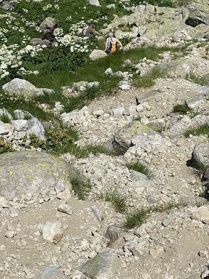 Der Abstieg ist wieder furchtbar! Teilweise krabbele ich auf allen Vieren hinunter.