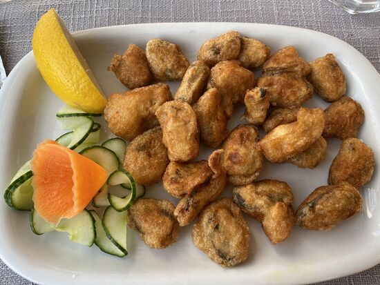 Panierte Miesmuscheln...