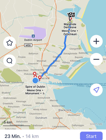 Zuerst besuchen wir ein altes Castle in nur 14km von Dublin