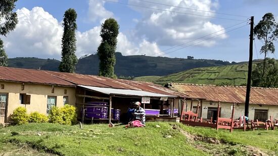 Hier werden lilafarbene Särge produziert