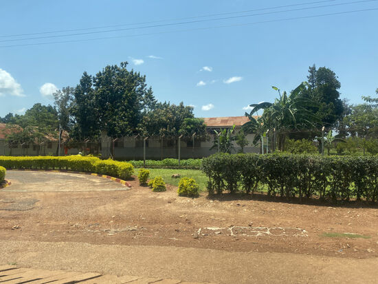 Hier ist ein Gefängnis—die Insassen sind alle gelb gekleidet und haben gerade Ausgang…