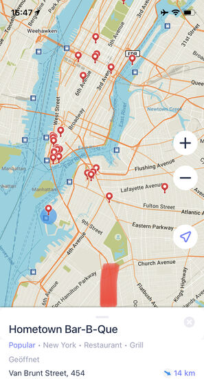 Hier die Koordinaten des Hometown Bar-B-Que - es ist eine Empfehlung wert!!!