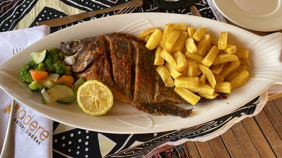 Lunch-Time in unserer Lodge. Der Küchenchef versteht sein Handwerk.