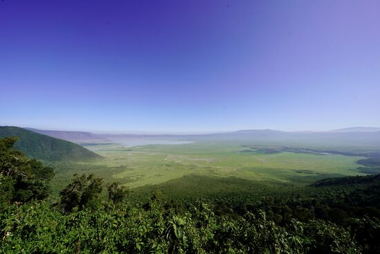 Wir fahren heute in den Ngorongoro-Krater und haben hier auf 2300m Höhe schon mal einen herrlichen Blick von oben in den Krater.
Der Krater ist entstanden, weil an dieser Stelle ein Vulkanberg in sich zusammengebrochen ist