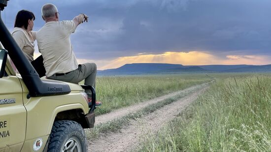 Wir pausieren und genießen den Sonnenuntergang