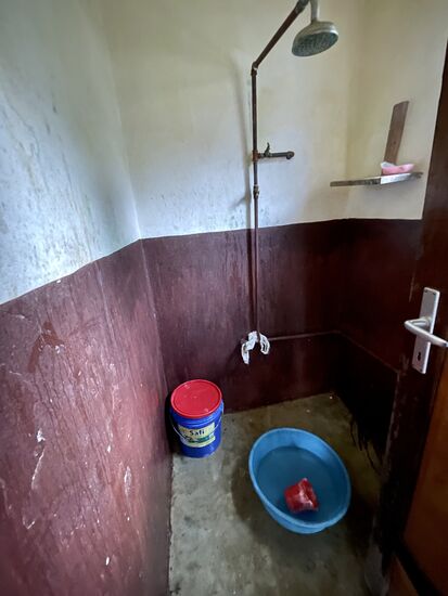 Duschen müssen wir dann alleine- 
wir mischen das heiße Wasser mit dem kalten  und begießen uns gegenseitig