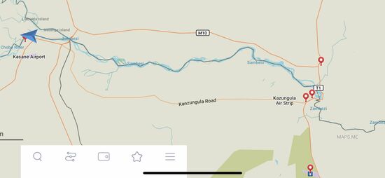 Hier sieht man die Grenzen: 4 Länder stoßen aneinander: Botswana, Namibia, Sambia und Simbabwe
