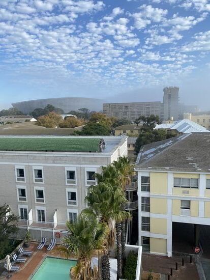 Guten Morgen Cape Town!! Blick vom Fenster auf das Stadion, welches 2010 anläßlich der WM erbaut wurde