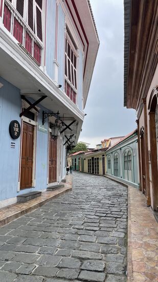 Wir gehen durch den denkmalgeschützten Bereich der Stadt. In dieser Straße sind fast ausschließlich Ateliers.