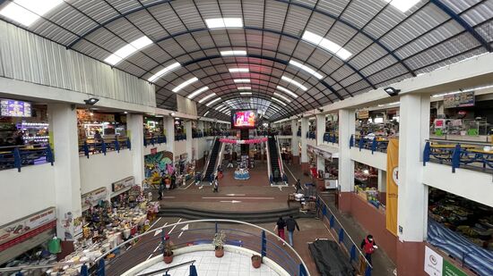 Die Markthalle ist riesig, es gibt viel Obst und Gemüse,