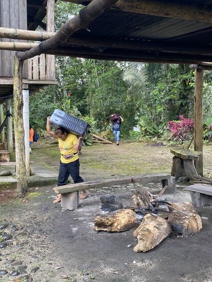 Alles wird in unsere Hütte getragen